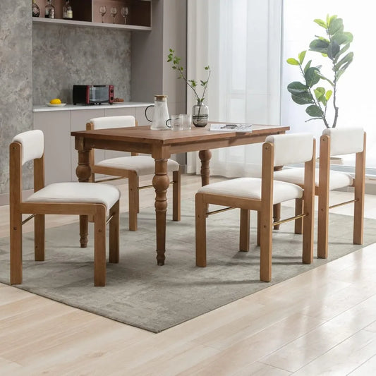 Mid Century Modern Dining Chairs Set of 4, Fabric Linen Kitchen Chairs Upholstered Farmhouse Dining Room Chairs Armless Side Ch