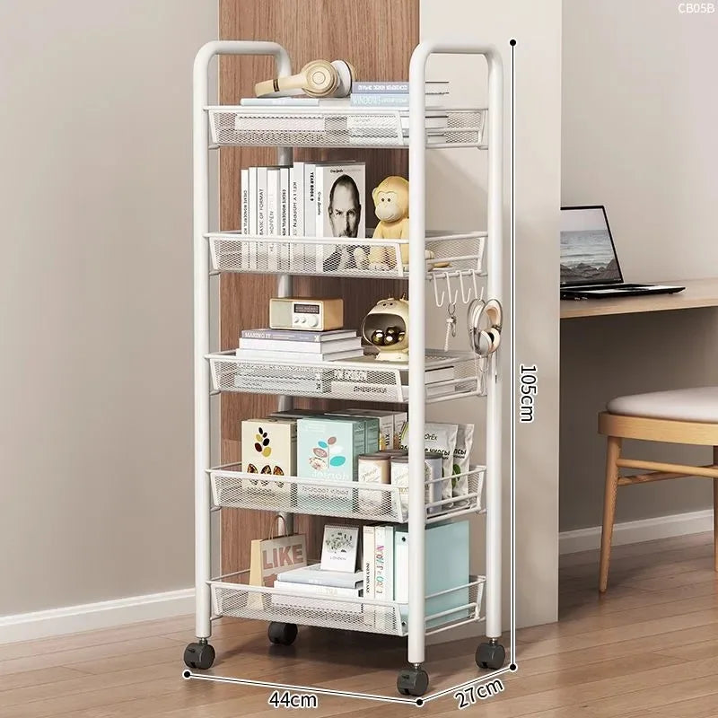 New Home Trolley Storage Rack Living Room Iron Organizer Shelf Multi-Layer Bathroom Storage Multifunctional Cart with Wheels