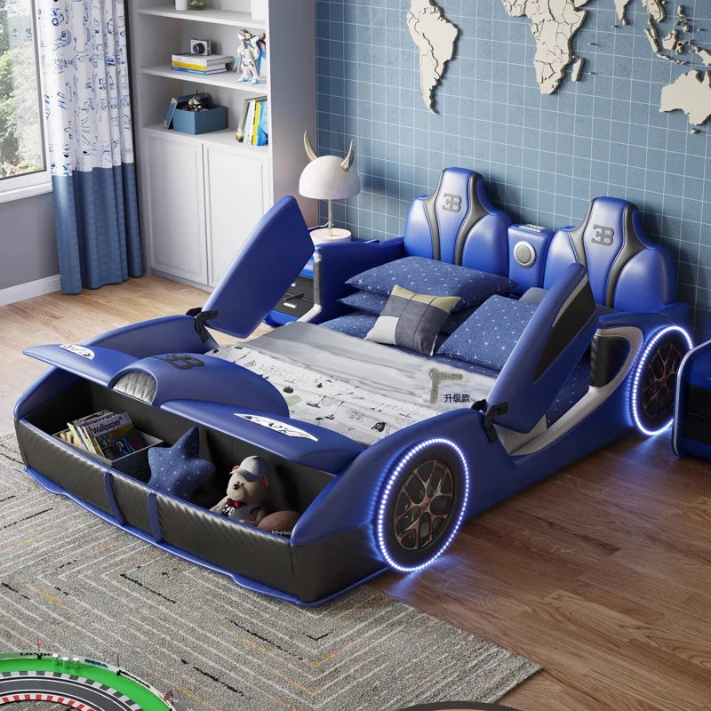 Modular Racing Car Bed System - Space-Smart Solid Wood Frame with Convertible Toddler-to-Twin Function (ASTM/OEKO-TEX Certified)