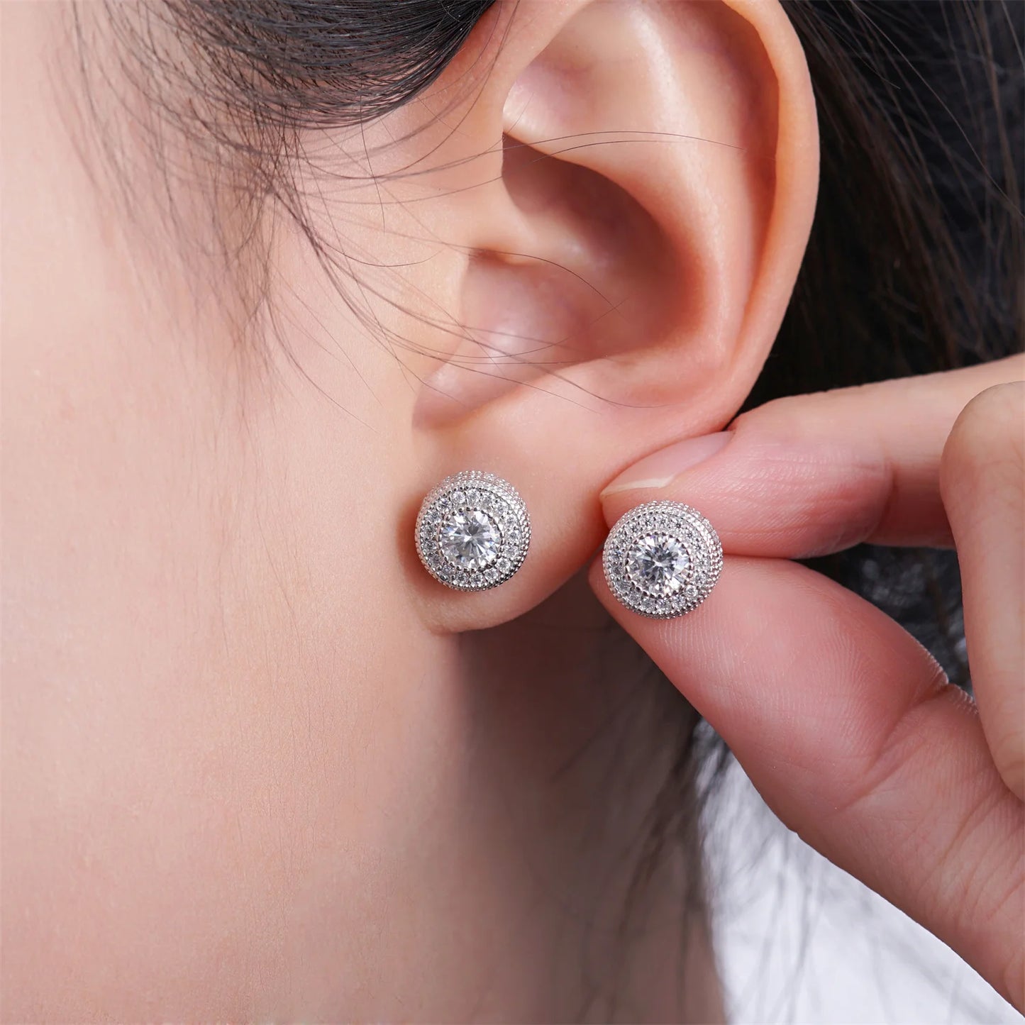 Delzzad 0.1-1ct 100% S925 Sterling Silver D Color Moissanite Women's Premium Sparkling Earrings Diamond Luxury Fine Jewelry Gift