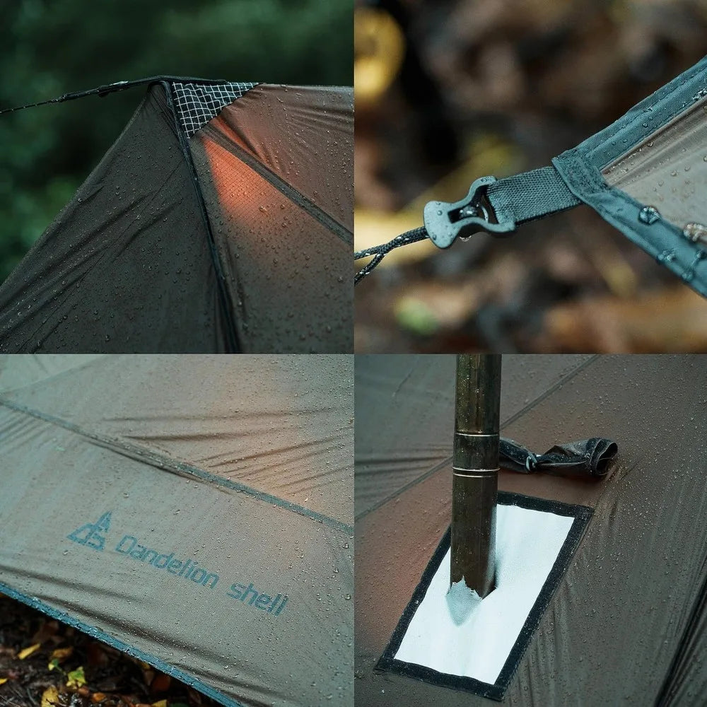 Hot Tent with Stove Jack – 4 Season Waterproof & Windproof Shelter for 1–4 People, Lightweight for Camping, Hiking, Hunting & Fi