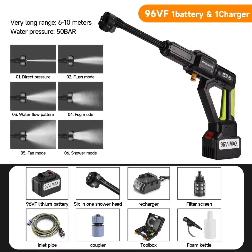 Wireless Electric Car Washer High Pressure Car Washing Machine with Lithium Battery Portable Water Gun Kit for Garden Watering