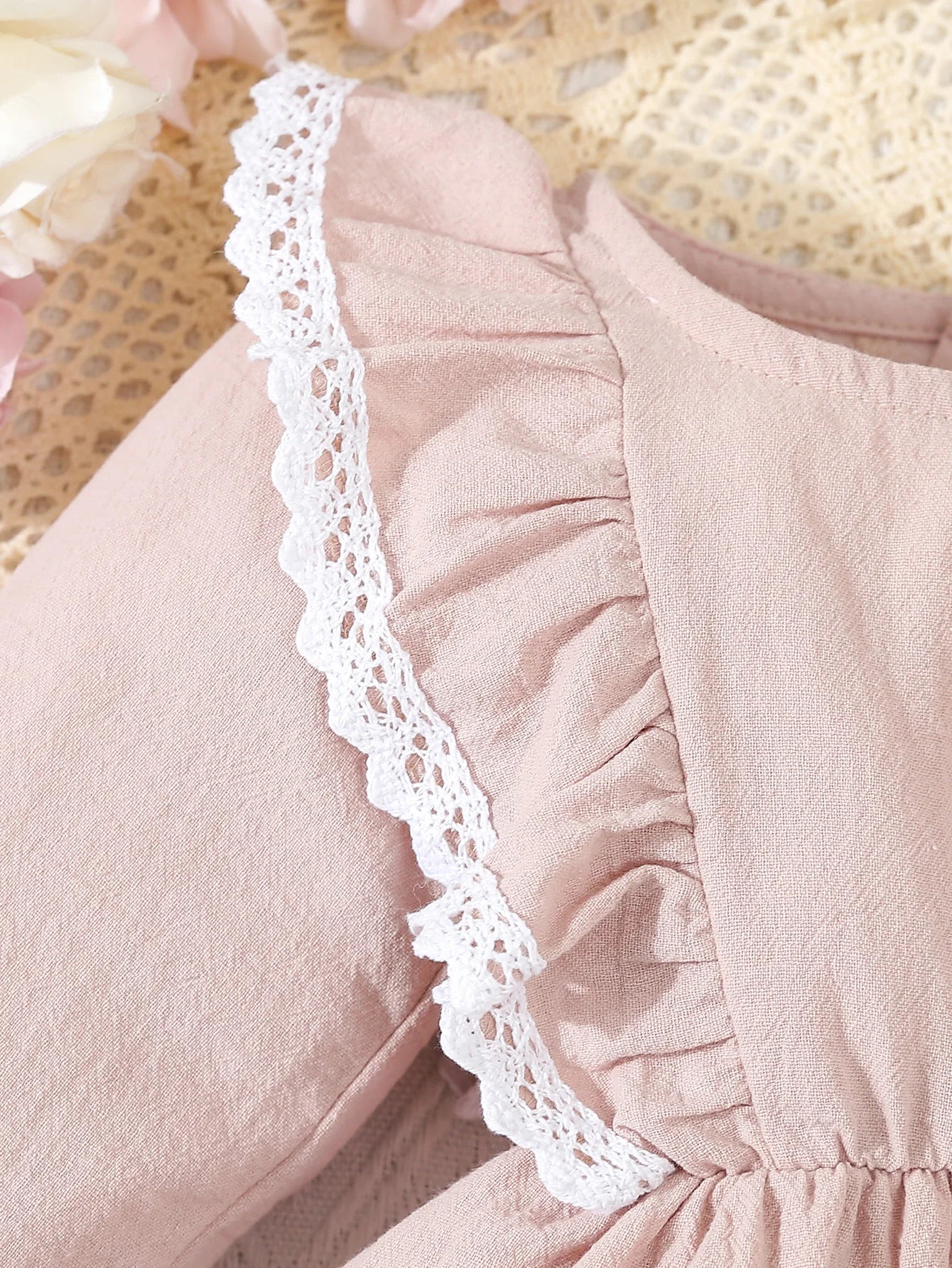 Baby Girl‘s  Clothes 2Pcs Cute Lace Ruffled Long Sleeve Cotton Dress  Headwear Toddler Girl's Clothing Outfit Set