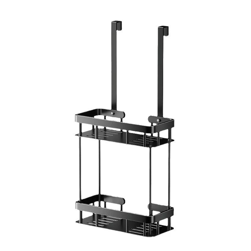 No-Drill Shower Caddy | Bathroom Glass Door Storage Basket | Towel Organizer Rack for Convenient Bathing Space