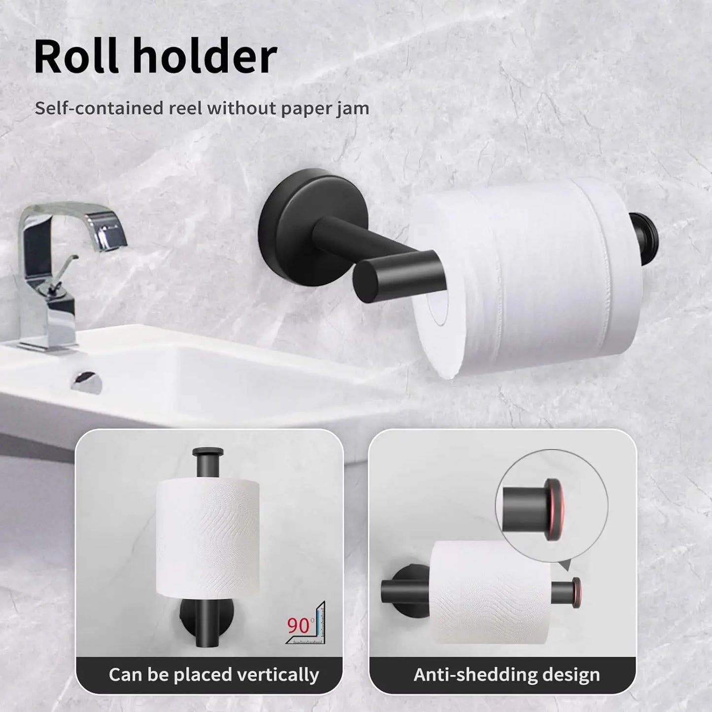 Bathroom Hardware Set 5/7pcs  SUS 304 Stainless Steel Towel Bar Se Includes Bar Hook Ring Toilet Paper Holder