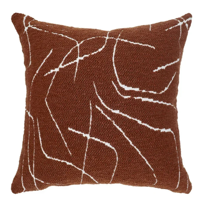 Modern Luxury Living Room Sofa Cushion Cover Decorative Pillowcase Woven with Orange Leather Home Decor Pillow Cover 45x45cm