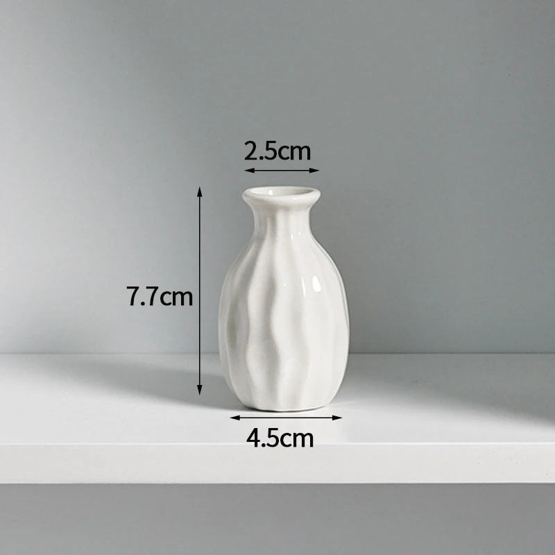Ins Ceramics Flower Vase Nordic Flower Bottle Mini Flower Plant Bottle Pots Hydroponics Vases Room Decor Table Ornament