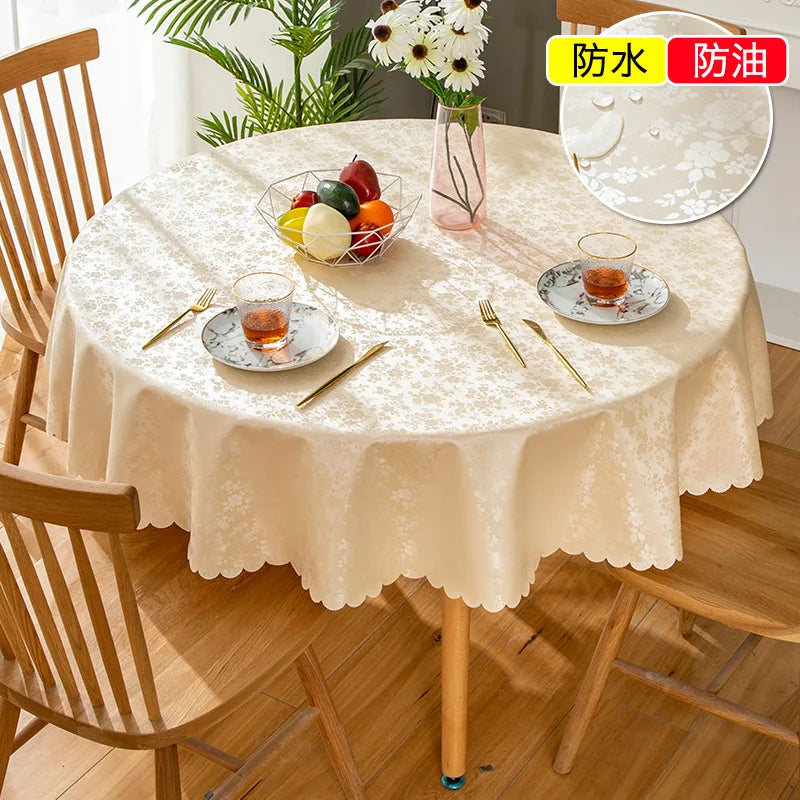 Waterproof  Round Table Cloth Pastoral PVC Plastic Kitchen Tablecloth Oilproof Antifouling Cover Dining Table Cloth Decorate
