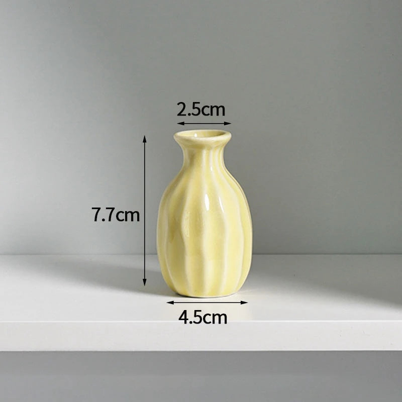 Ins Ceramics Flower Vase Nordic Flower Bottle Mini Flower Plant Bottle Pots Hydroponics Vases Room Decor Table Ornament