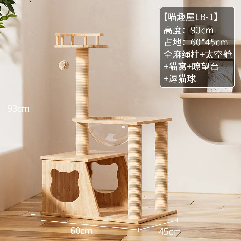 Cat climbing frame  litter  tree integrated  climbing frame large space space capsule  litter MDF material solid and
