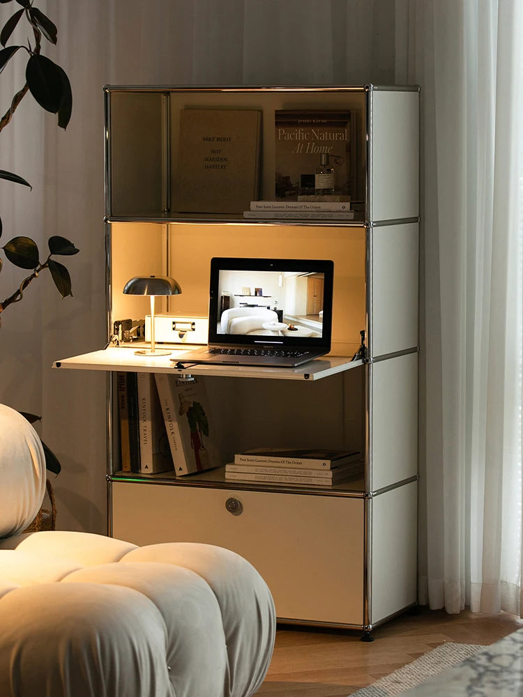 Bookshelf Storage Stainless Steel Metal Corner Shelf Display Bookcase Furniture Living Room
