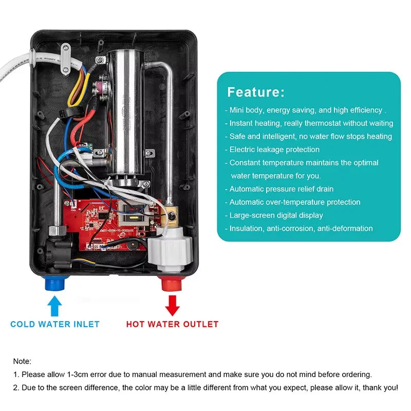 Instant Electric Water Heater 6500W Bathroom Water Heating Instant Constant Temperature Flow Heater Kitchen Hot Water Shower