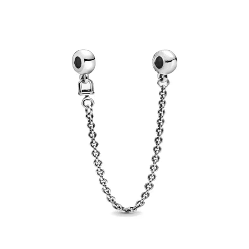 New 925 Silver Horseshoe Clover Star Cat Charm True eyes Pendant Safety Chain Bead Fit Original Bracelet Jewellery Gift dragon