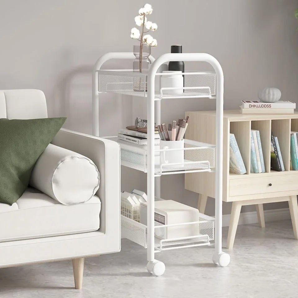 New Home Trolley Storage Rack Living Room Iron Organizer Shelf Multi-Layer Bathroom Storage Multifunctional Cart with Wheels