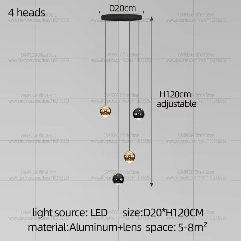 Living Room Spherical Lighting Apartment Stairwell Hanging Lamps Villa Hall LED Staircase Pendent Lights Modern Lobby Chandelier