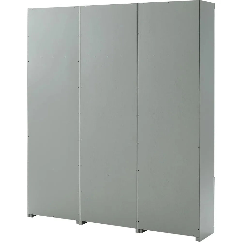 Harper 3-Piece Hall Tree and Storage Cabinet Set with Entryway Bench and Hooks for Hanging, Gray