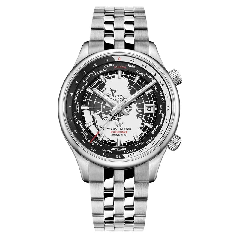 WM Watch Automatic Mechanical Men Watches High Quality Sapphire World Time Original Recognized Brand Welly Merck Watch Man WM057