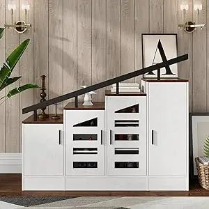 Farmhouse Hidden Shoe Cabinet with Doors – Wooden Shoe Storage Cabinet for Entryway, Enclosed Shoe Organizer with Ventilation,