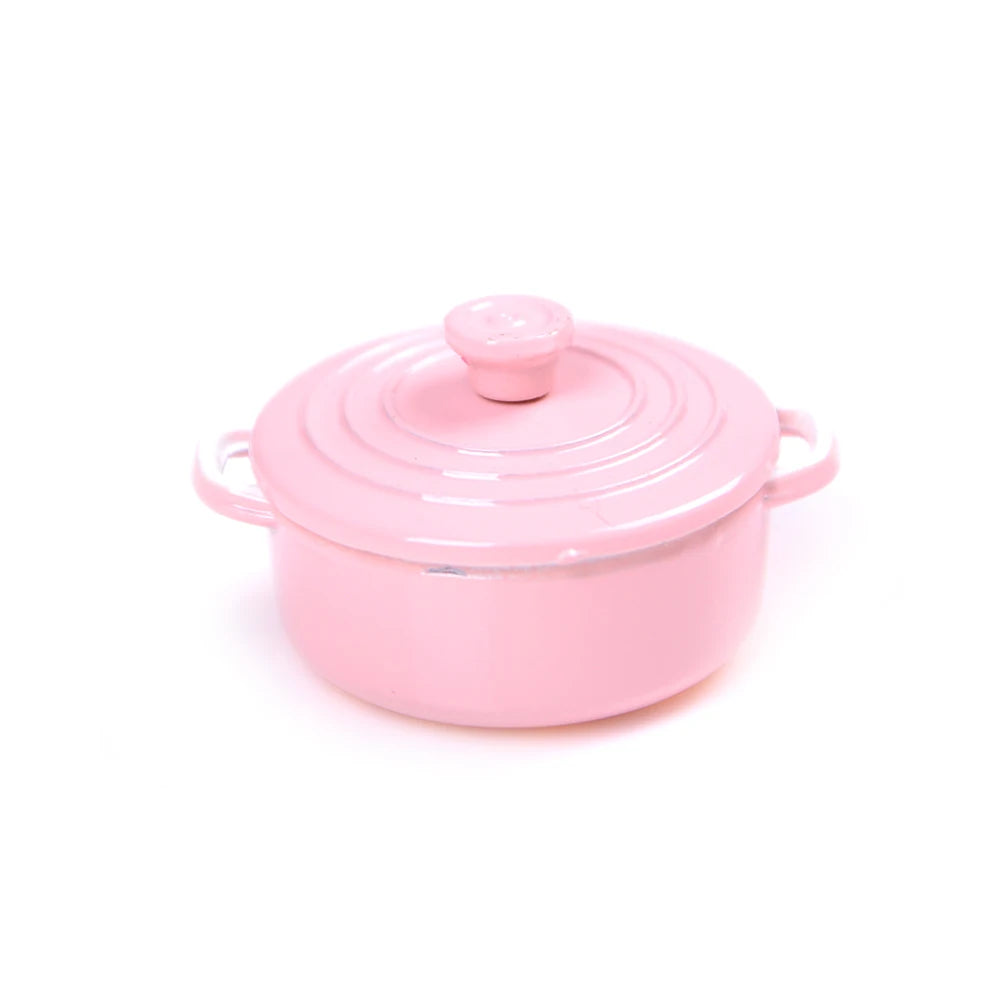 Mini Pot Boiler Pan With Lid Kettle Doll House Accessories Dollhouse Miniature Kitchen Utensil Cooking Ware Play Kitchen Toy