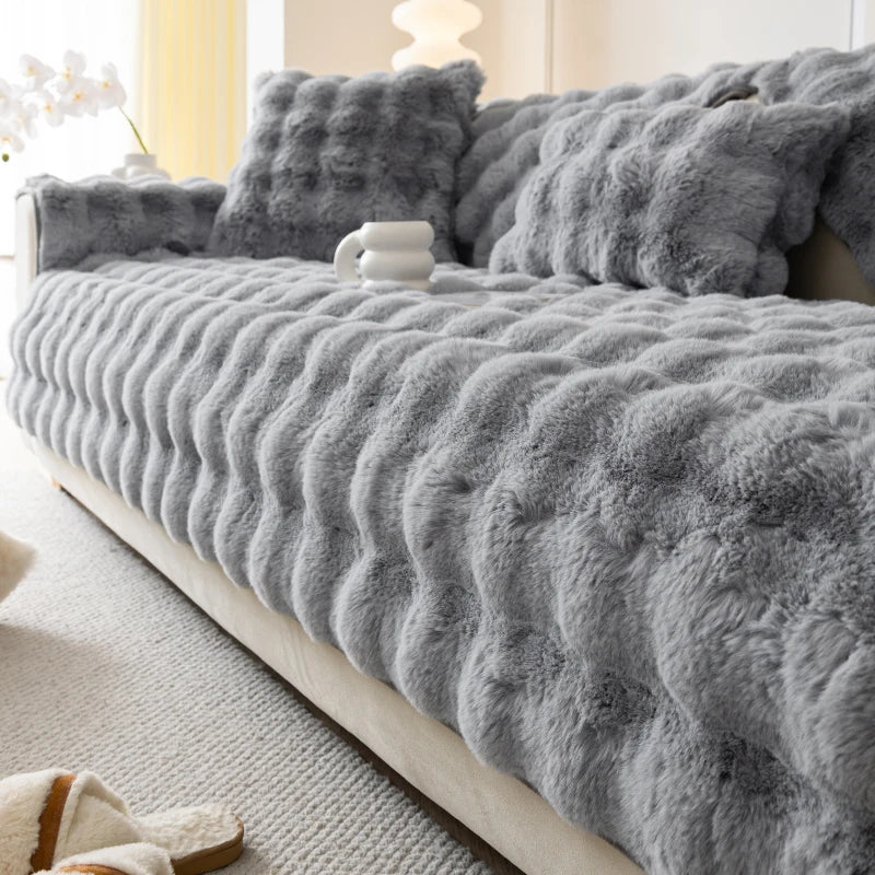 Plush sofa cushions for all seasons, living room bedroom decoration sofa simple modern dustproof sofa cover