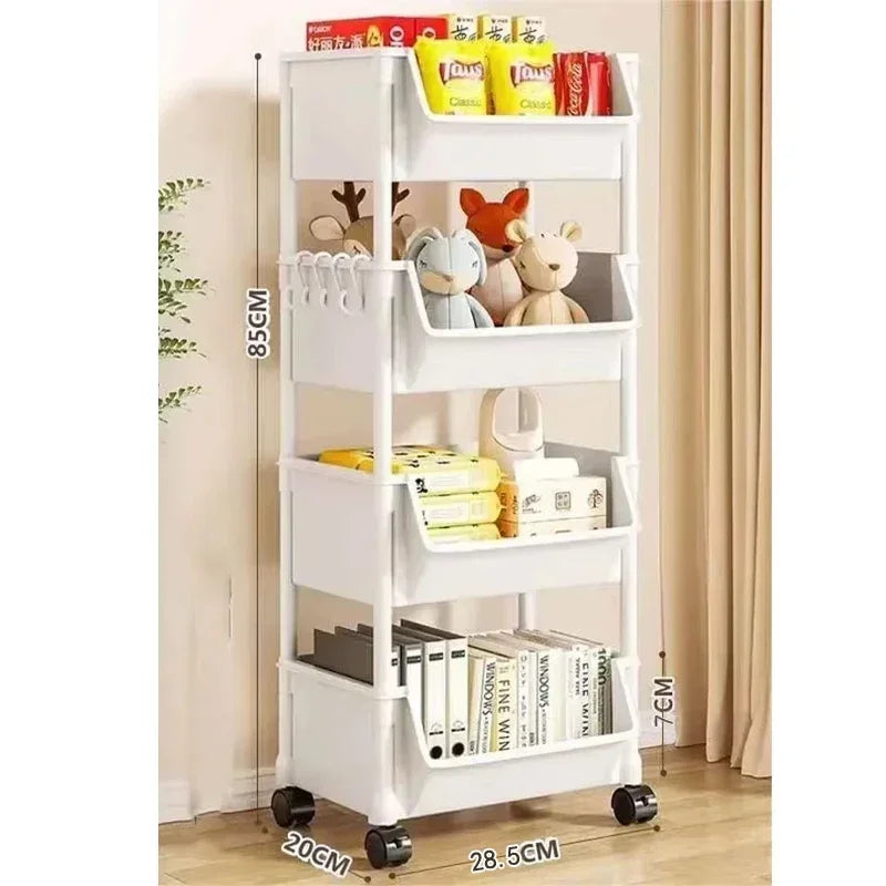 1/2 Set Trolley Bookshelf Kitchen Storage Rack Kitchen Corner Narrow Slit Storage Cabinet Bathroom Living Room Home Organizer