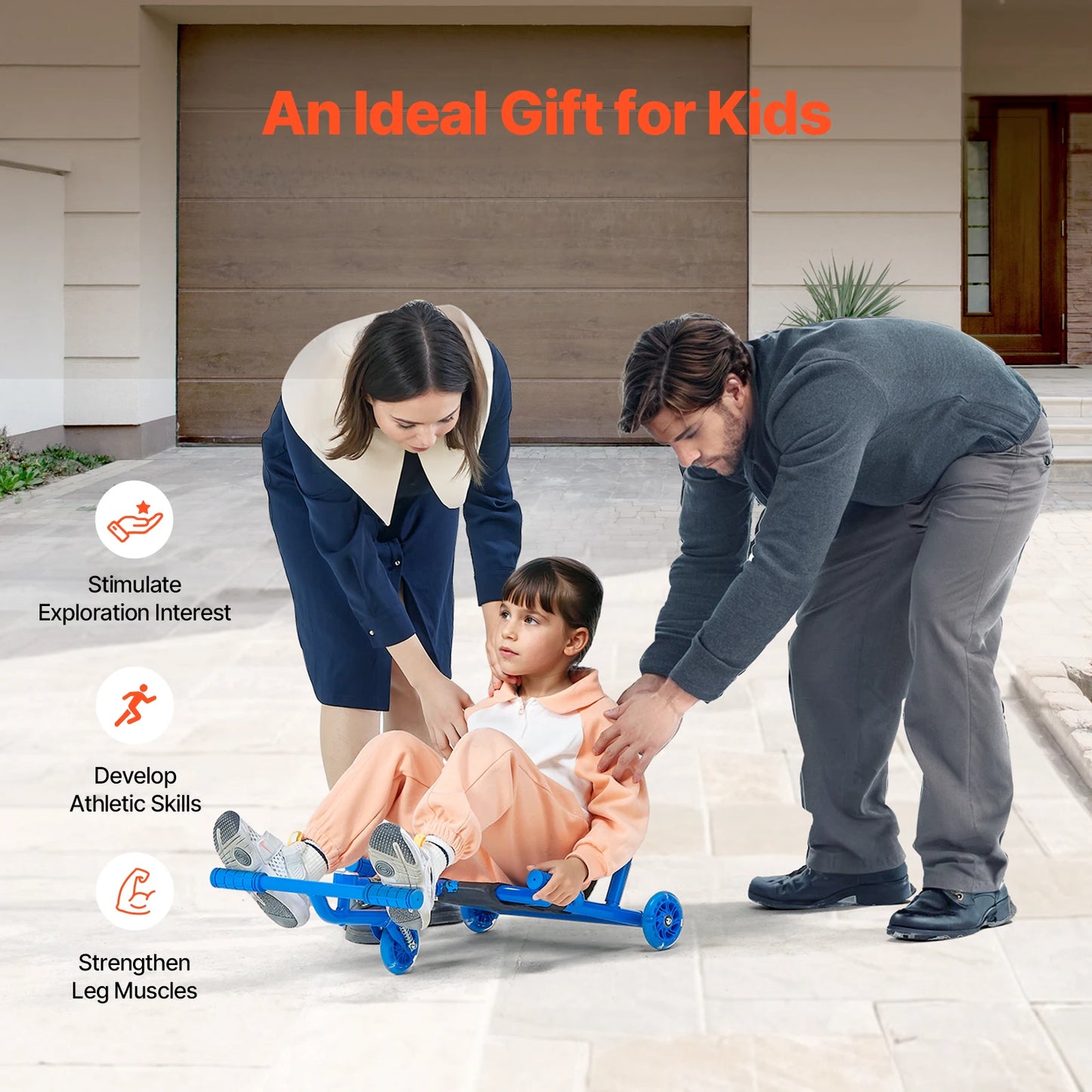 SucceBuy 132/198lbs Ride on Scooter Swing Side-to-Side Powered by Zig-Zag Motion Sports Games Drifting Toys for Children Gifts