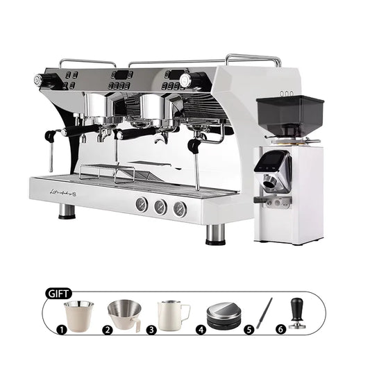 Commercial Coffee Maker CRM3120C Dual Head Coffee Machine, Independent Multi Boiler System, Adjustable Extraction Temperature