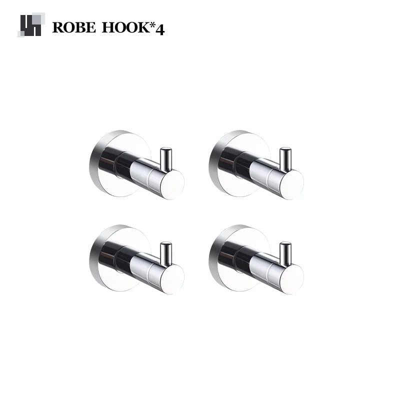 Bathroom Accessories 304Stainless Steel Hardware Kit Wall Mount Clothe Hook Paper Holder Towel Bar Toilet Brush Holder Soap Dish