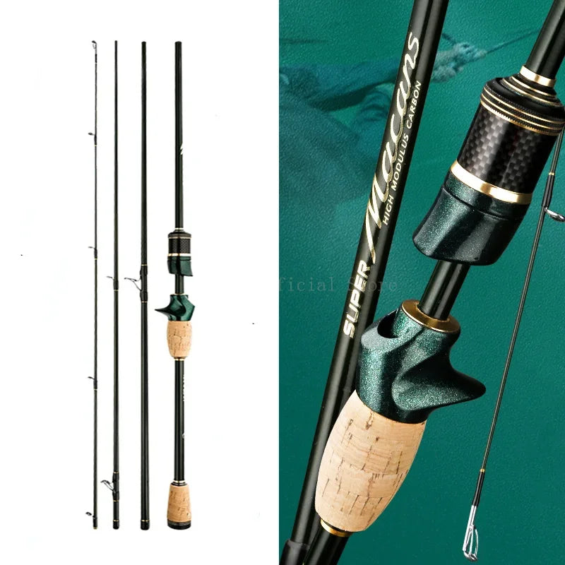 1.8-2.4m Spinning Casting Fishing Rod K Guide Ring 40T X Carbon L.W 4-21g M Power Lure rod 4 Pieces Ultra light 55cm Travel Rod