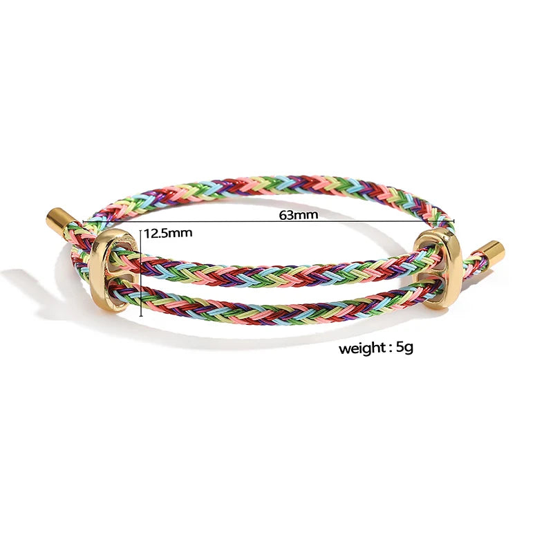 HECHENG,Colourful Steel Wire Adjustable Retractable Bracelet Handmade Braided Rope Couple Bracelet Men Women Jewellery String