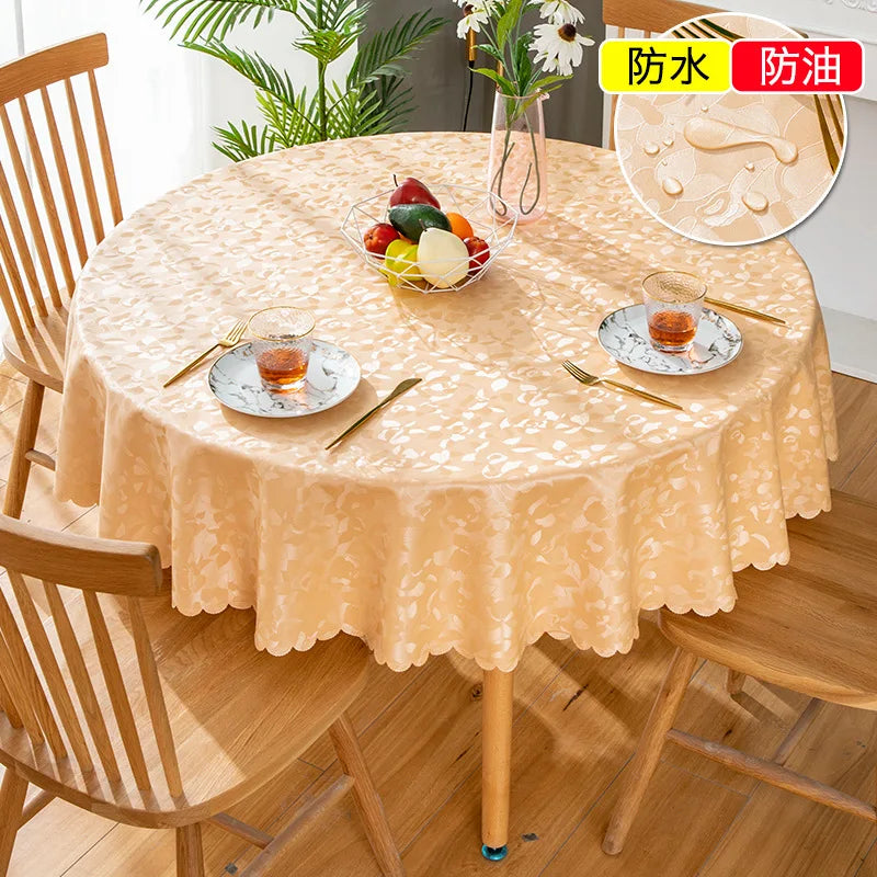 Waterproof  Round Table Cloth Pastoral PVC Plastic Kitchen Tablecloth Oilproof Antifouling Cover Dining Table Cloth Decorate