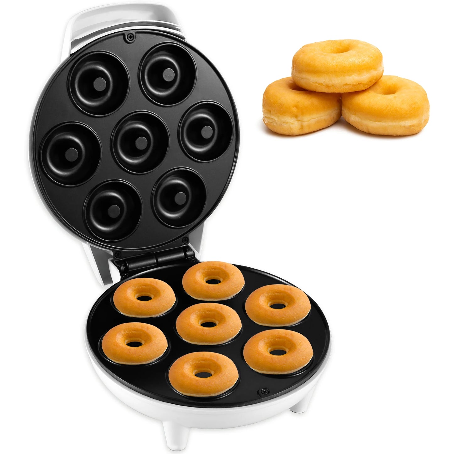 Mini Doughnut Maker 1200W Non-Stick Donut Maker Machine 7 Holes Round Electric Donut Maker with Anti Slip Feet Minimalist