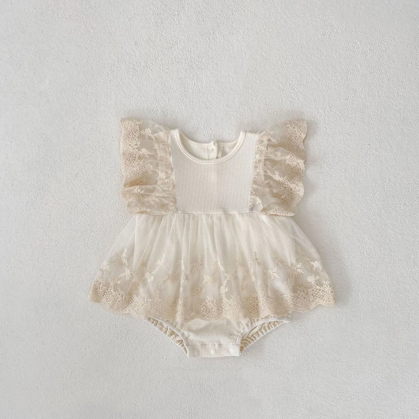 Baby Girl's Children's Clothing 2025 Summer New Style Bag Fart Clothes Waffle Grid Splicing Lace Skirt Super Cute Princess Skirt