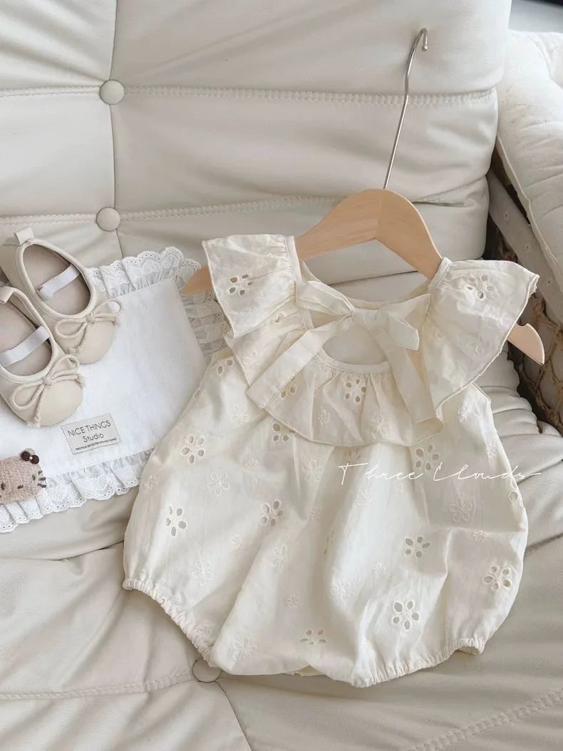 0 - 3 Y Baby Girl Clothing Super Cute Baby Clothes Baby Girls' Cotton Romper with Hollow Out Flowers Soft and Adorable
