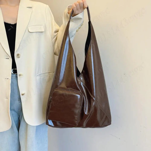 Womens Tote Bag Fashion Shoulder Bags PU Leather with Zipper Pockets Large Hobo Shoulder Bag Shopper Travel Bag Slouchy Hobo Bag