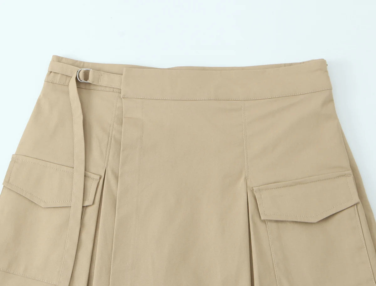 Women's clothing 2025 summer new product fashionable and versatile work style wide pleated decoration high waist skirt pants