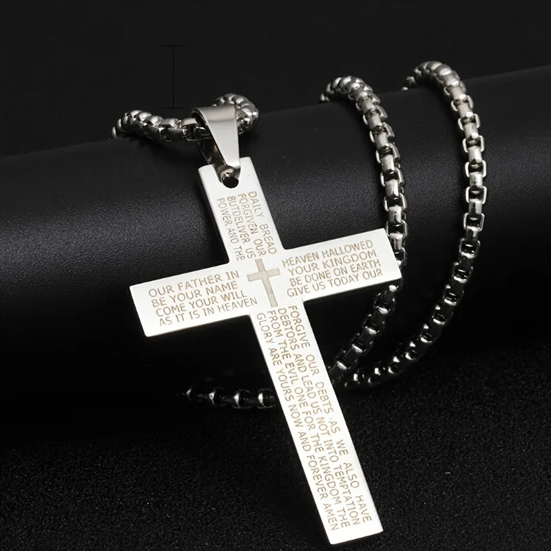 1pc Titanium Alloy Carved Cross Pendant – Unisex Multi-Color Necklace (Ideal Gift for Loved Ones)