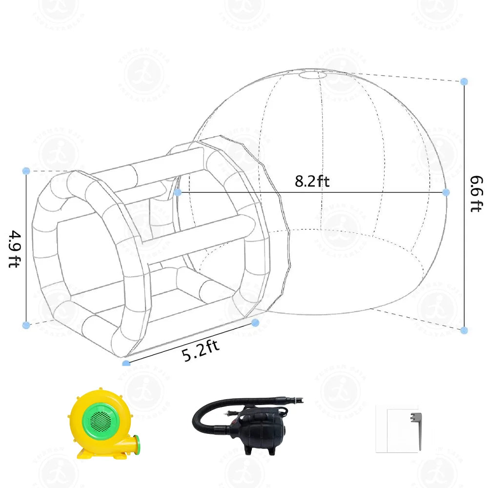 2.5/3M Balloon Inflatable Bubble House, Outdoor Transparent Dome PVC Material Bubble Tent House with Blower, Free Shipping