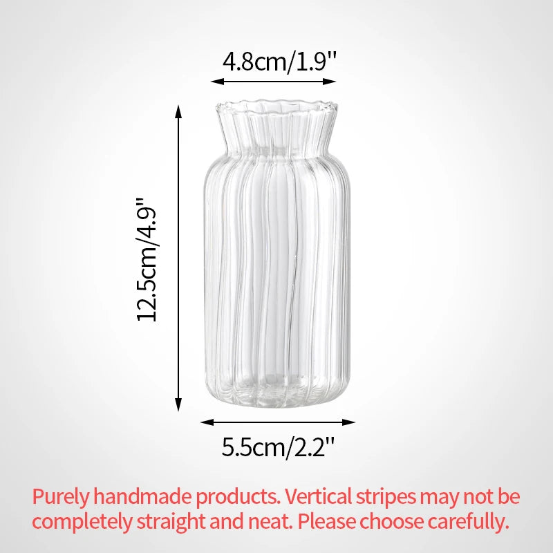 Clear Glass Vase Modern Decorative Small Flowers Vases Minimalist Floral Vases Aesthetic Home Decor Wedding Table Centerpieces
