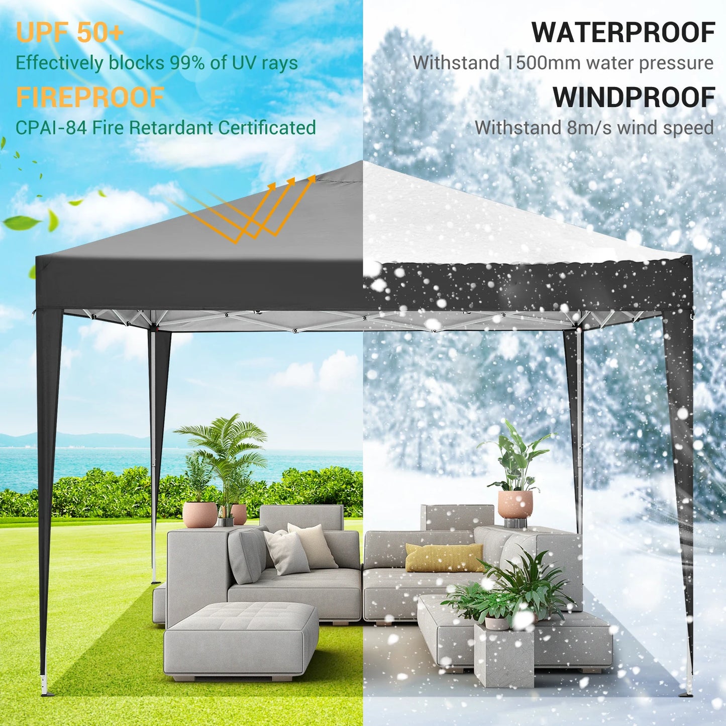 10x10 Pop up Canopy Tent Protable Canopy Tent with 4 Sidewalls Waterproof Instant Shelter Tent for Parties,with Carry Bag