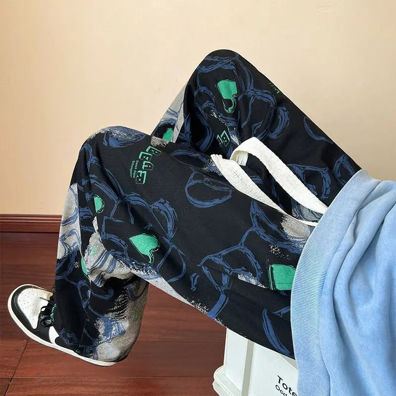 Men's Clothing Casual new Premium Summer Sporty Lightweight Thin printing Long Pants Straight Leg Comfortable Breathable