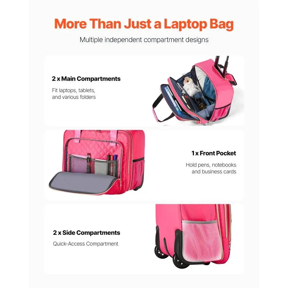 Rolling Laptop Bag 17.3 Inch Wheeled Computer Bag for work Travel Women Men