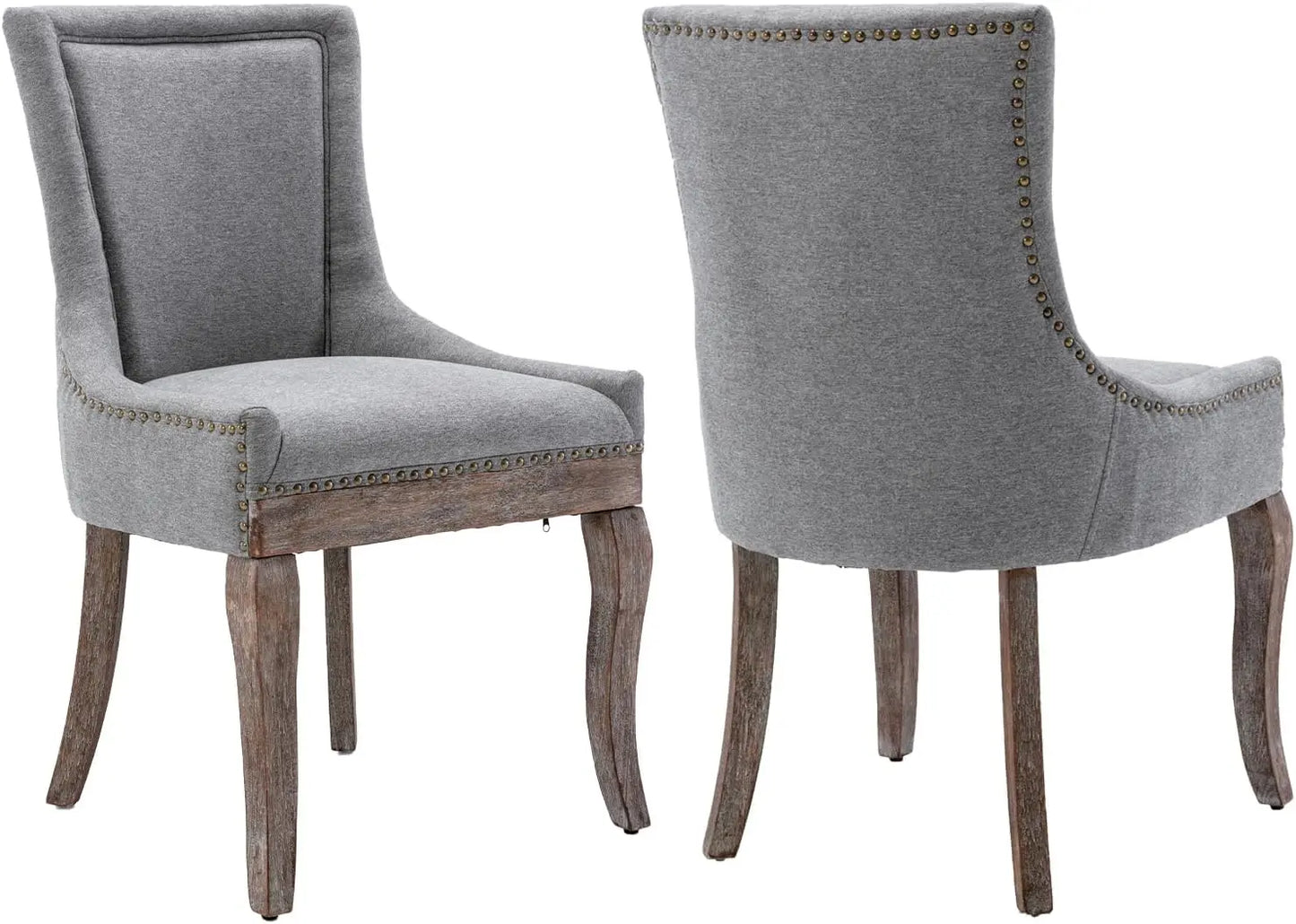 Modern High Back Chairs Set of 2 – Upholstered Fabric Side Seats with Solid Wood Legs, Dining Room Use