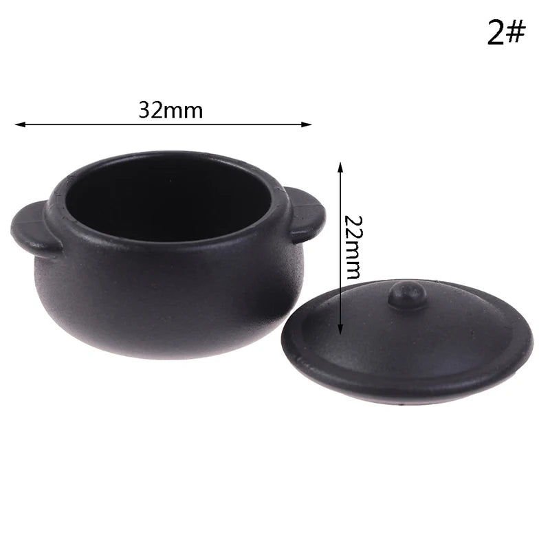 Mini Pot Boiler Pan With Lid Kettle Doll House Accessories Dollhouse Miniature Kitchen Utensil Cooking Ware Play Kitchen Toy