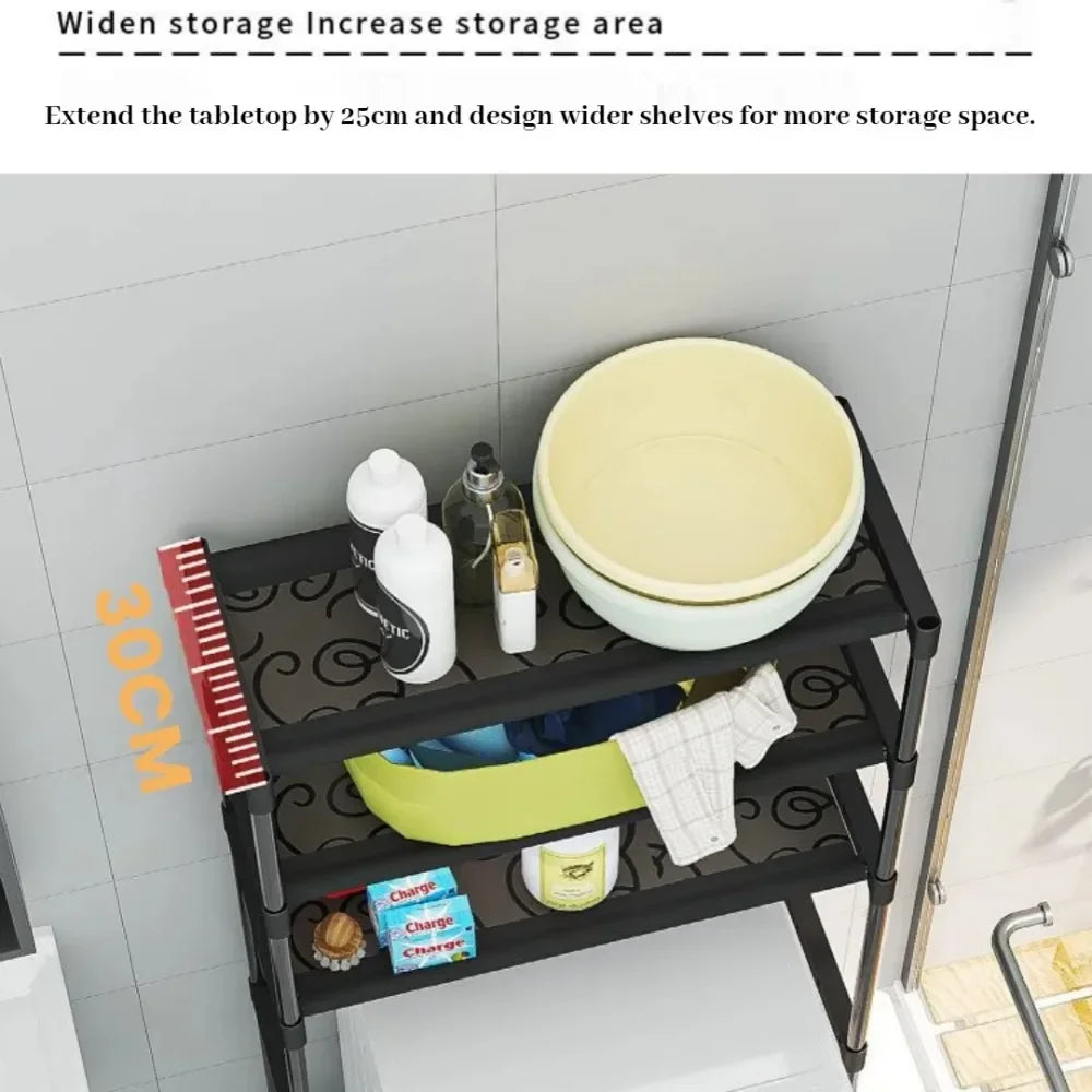 Bathroom Storage Organizer Shelf Washing Machine Shelf Carbon Steel Toilet Storage Rack Standing Bathroom Organizer Shelves