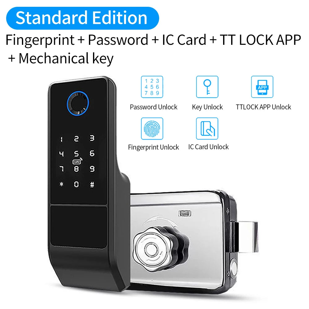 TTLock Bluetooth Fingerprint Waterproof Outdoor Gate Passcode Rfid Card Keyless Smart Door Lock