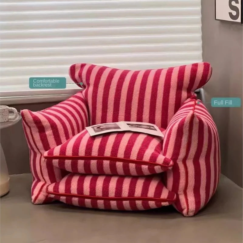 MOMO Simple Household Living Room Leisure Lazy Sofa Net Red Striped Bedroom Tatami Creative Backrest Chaise Longue