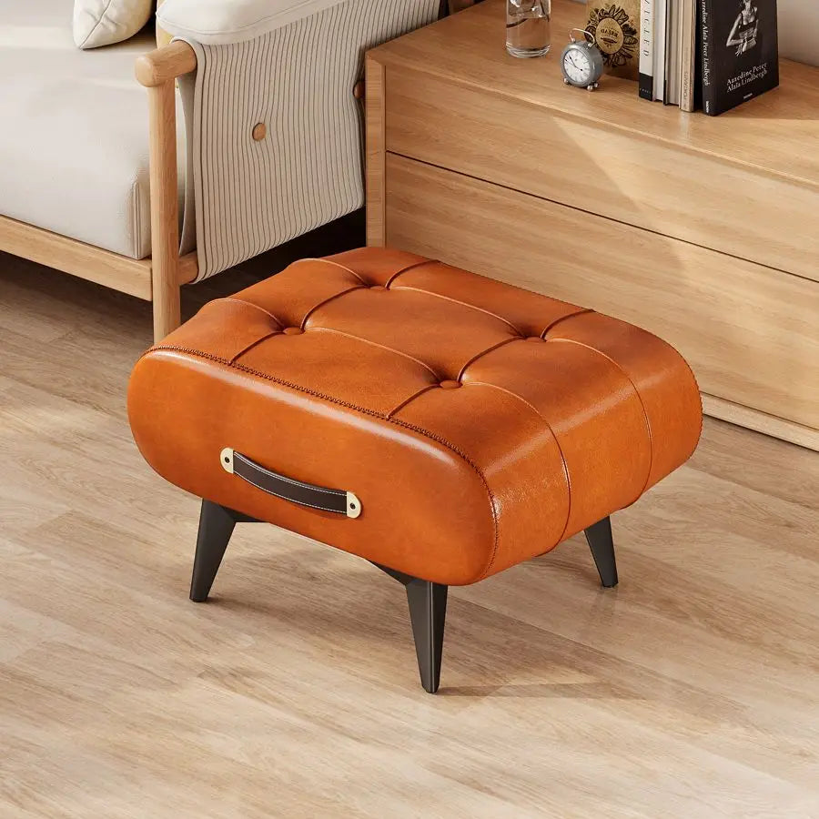 Footrest Shoe Changing Stool Doorstep Living Room Soft Bag Minimalist Sofa Footstool Light Luxury Leather Art Stool Furniture