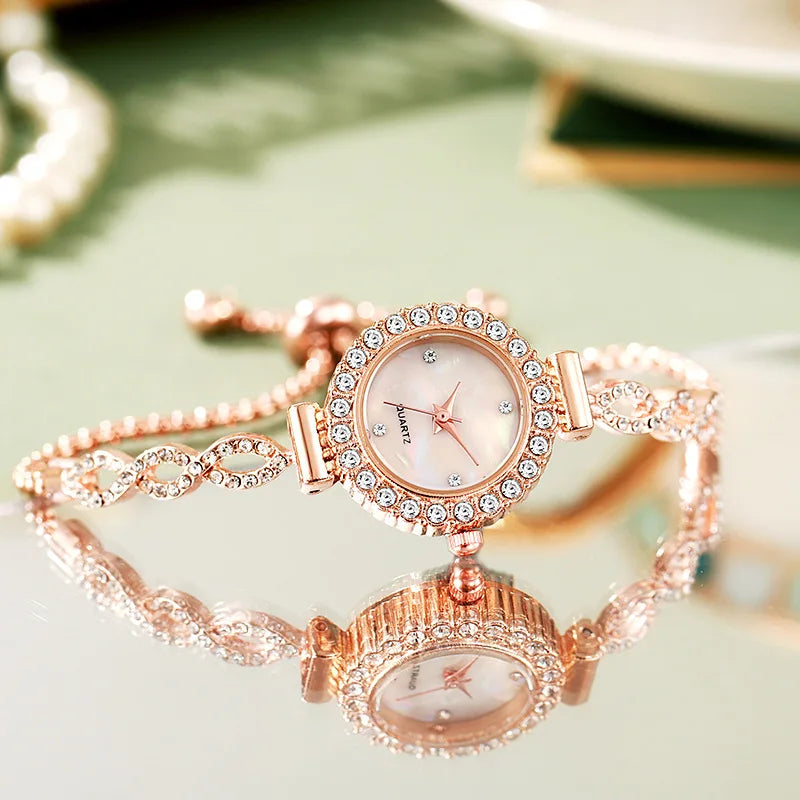 Women's Small Dial Wristwatch, Female Bracelet Watch, Quartz, Leisure, Popular, Elegant Clock, Golden Relojes, Hour, Ladies