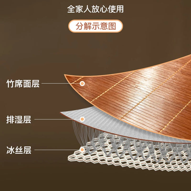 Balcony mat Bamboo mat summer mat dual-use foldable household single bed student dormitory bamboo summer straw mat double-sided
